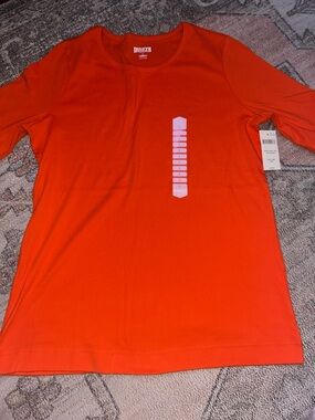 Duluth Trading Co Women’s Longtail  Orange Elbow Sleeve Crew T NWT large